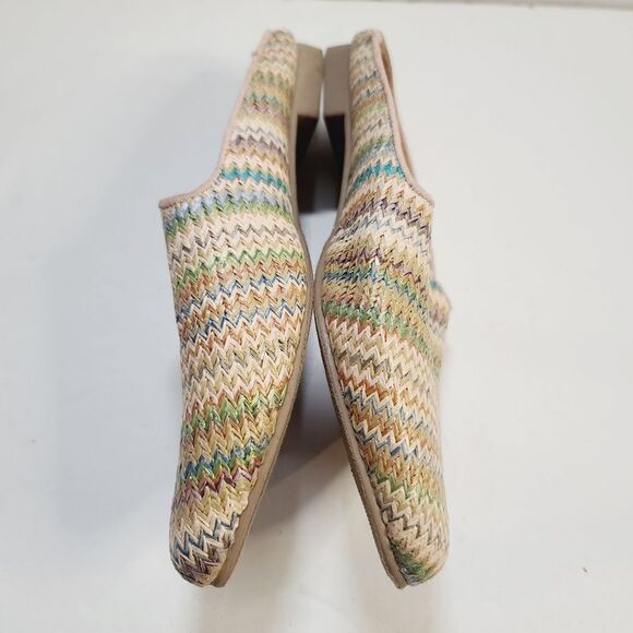 Colorful Boho Woven Straw Slip on Serra Mule Flats size 8 - Picture 3 of 10